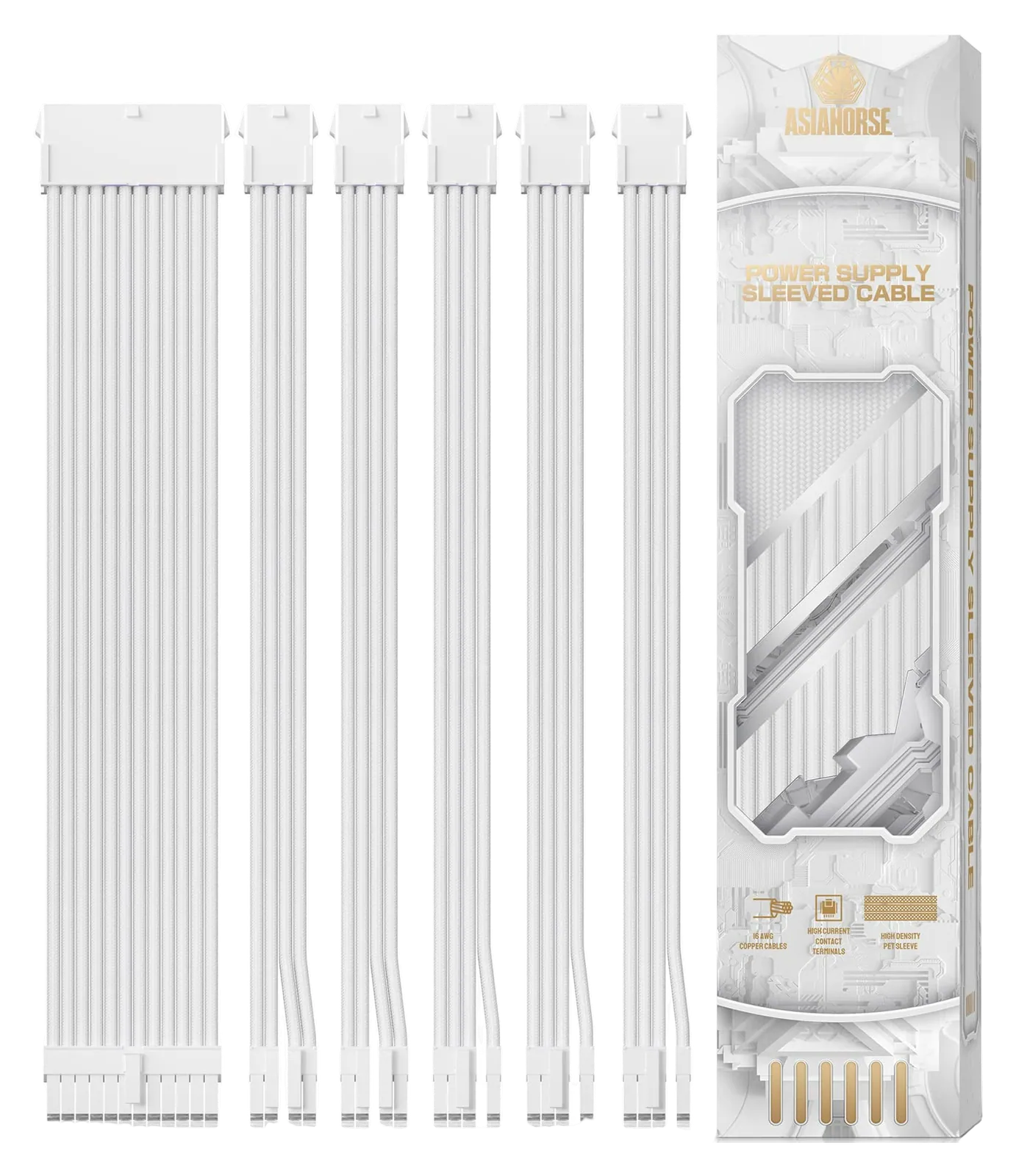 ASIAHORSE 16AWG Snow White Extension Kit · White Plugs